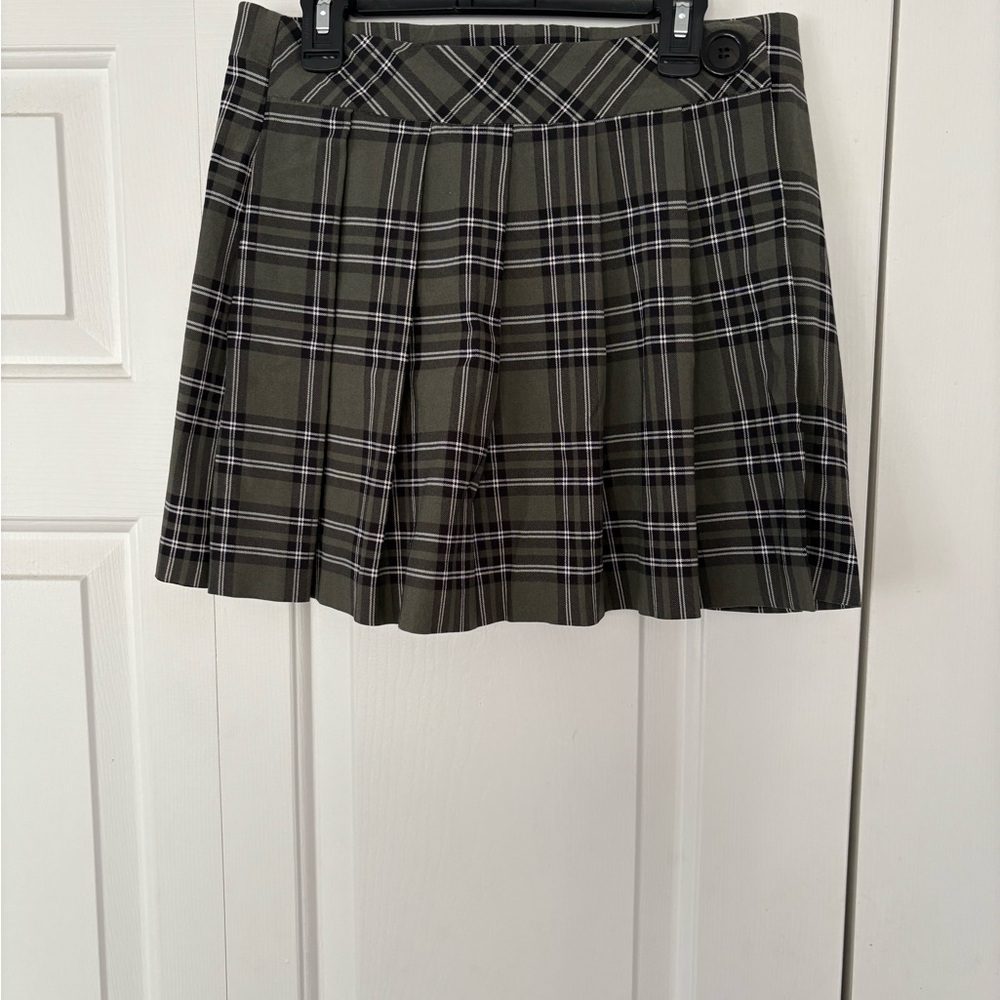Joe B Tartan Mini Skirt in Olive and Black